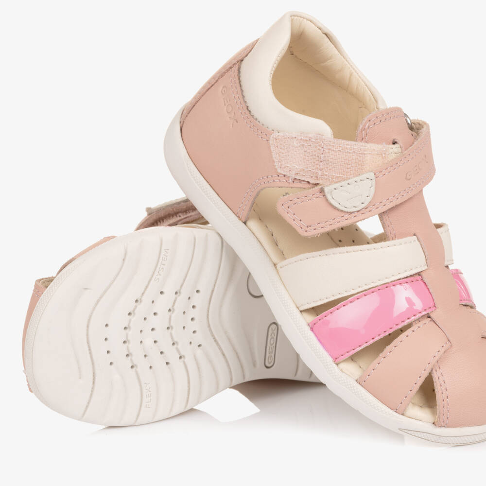 Geox-Girls Rose Pink Closed Heel Leather Sandals | Childrensalon
