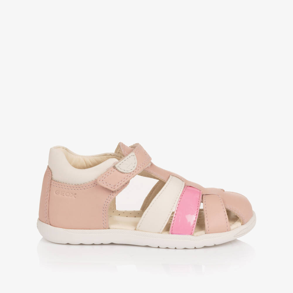 Geox-Girls Rose Pink Closed Heel Leather Sandals | Childrensalon