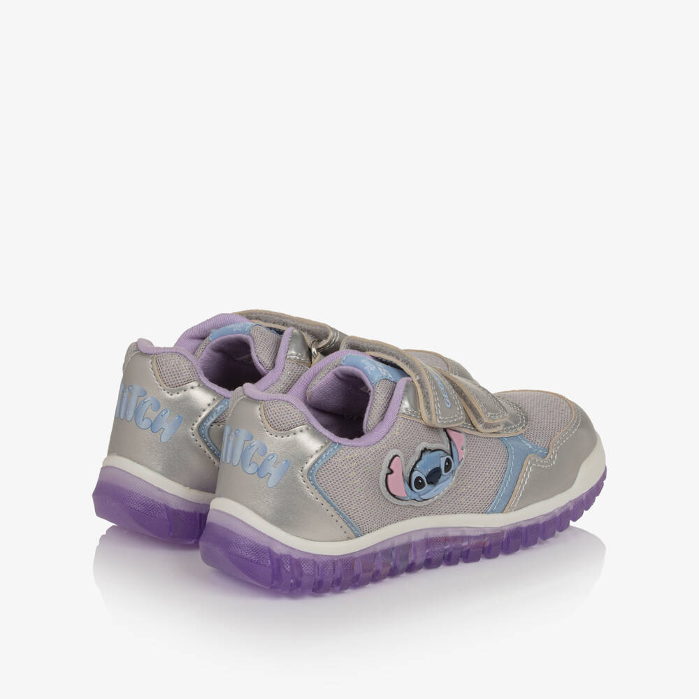 Geox-Girls Silver Lilo & Stich Velcro Trainers | Childrensalon