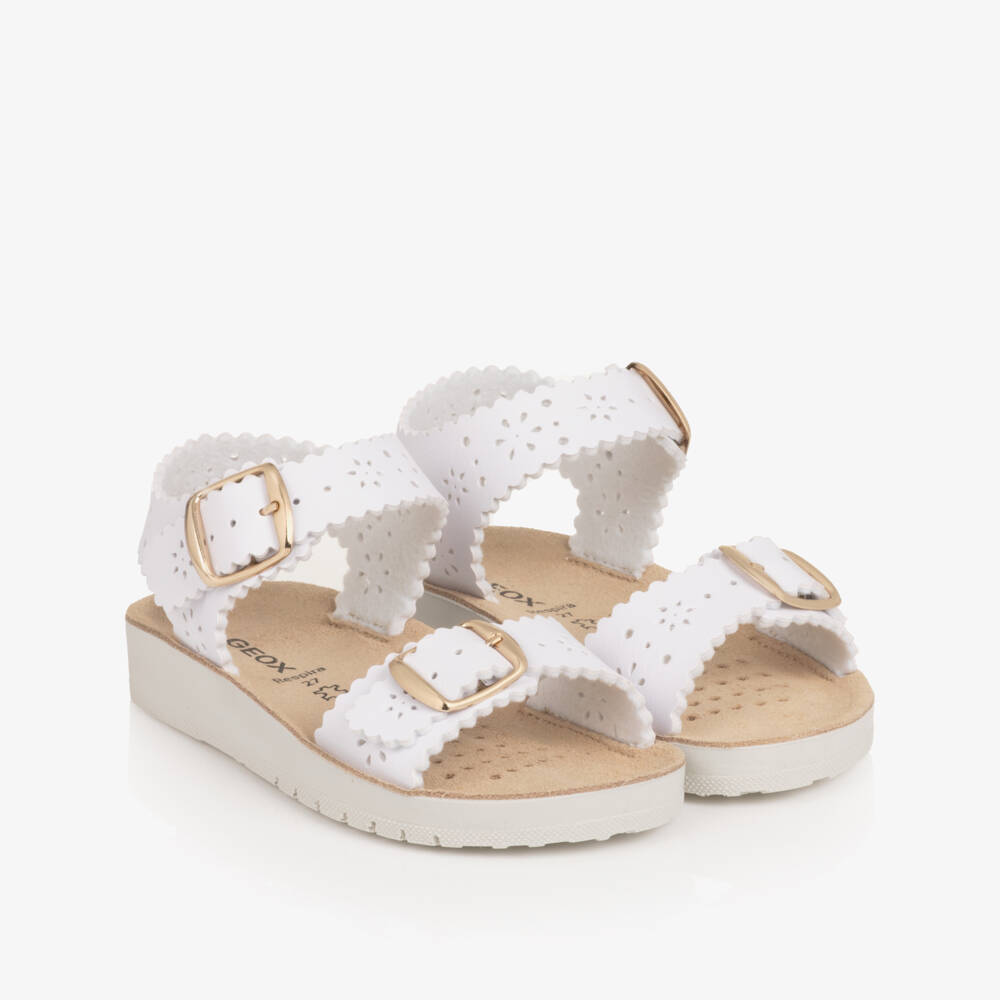 Geox-صندل جلد صناعي لون أبيض للبنات | Childrensalon