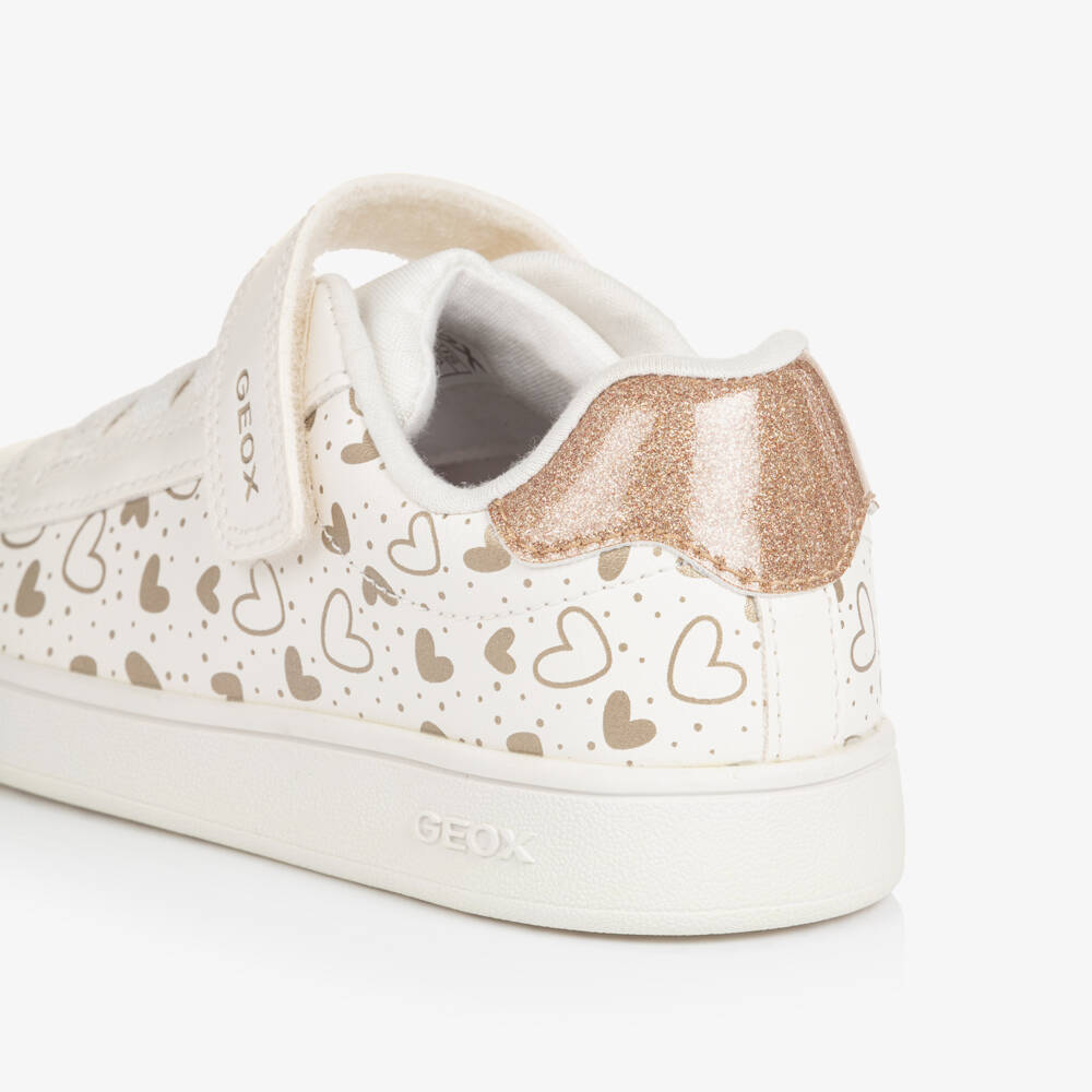 Geox-حذاء رياضي بطبعة قلب لون أبيض للبنات | Childrensalon