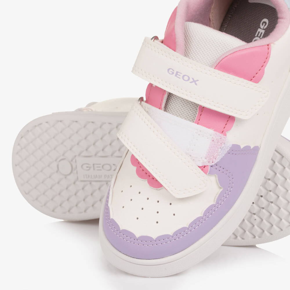 Geox-حذاء رياضي جلد صناعي لون أبيض للبنات | Childrensalon