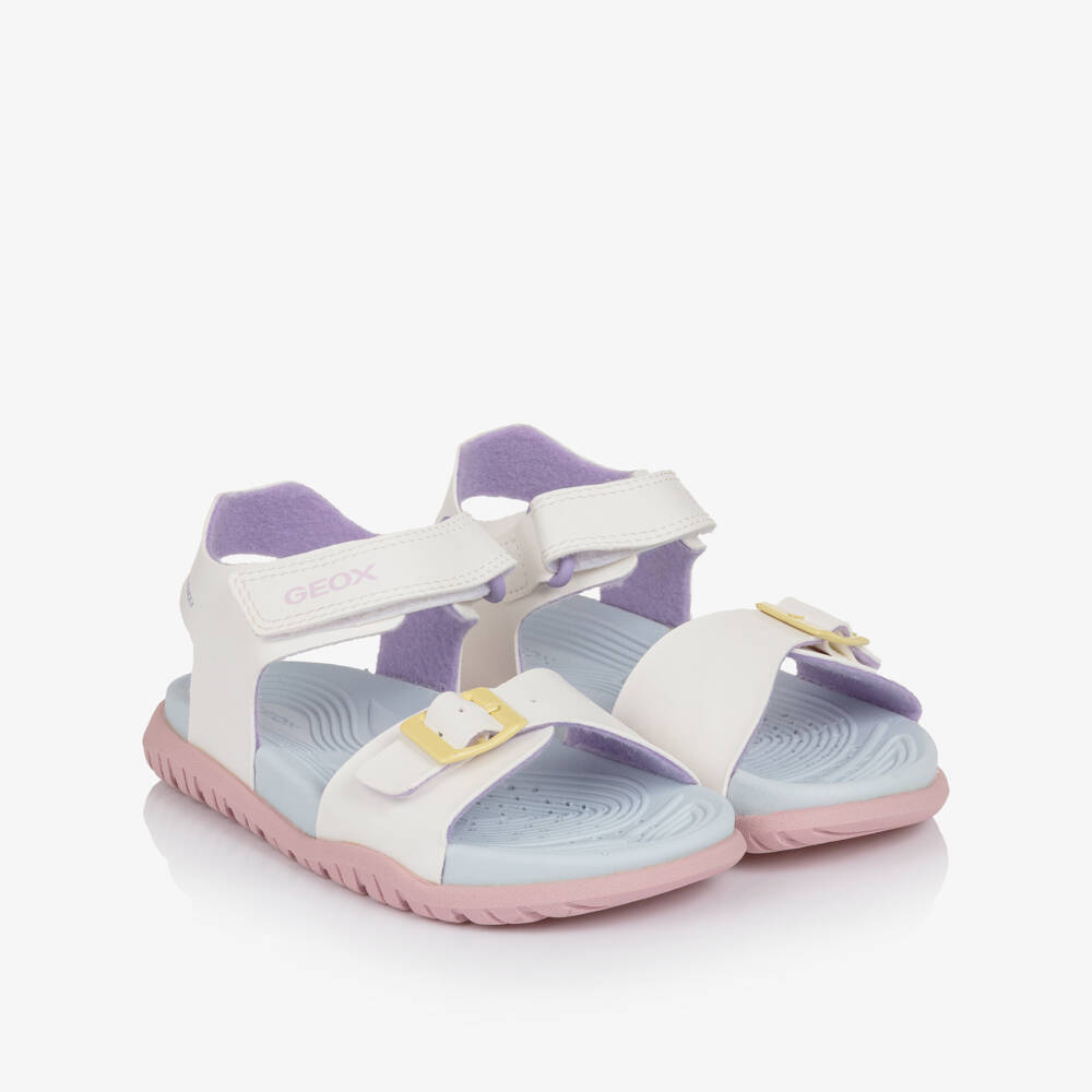 Geox-صندل جلد صناعي لون أبيض للبنات  | Childrensalon
