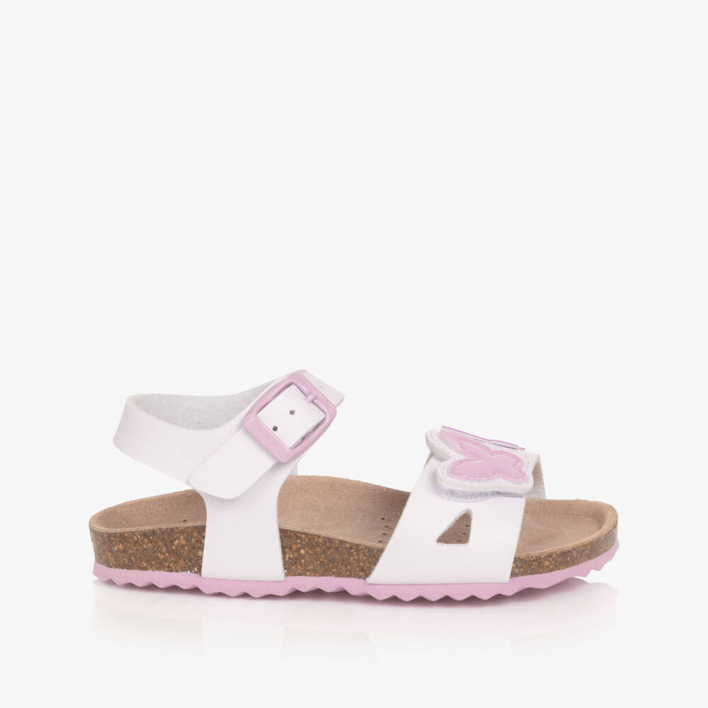 Geox-Girls White & Pink Butterfly Sandals | Childrensalon