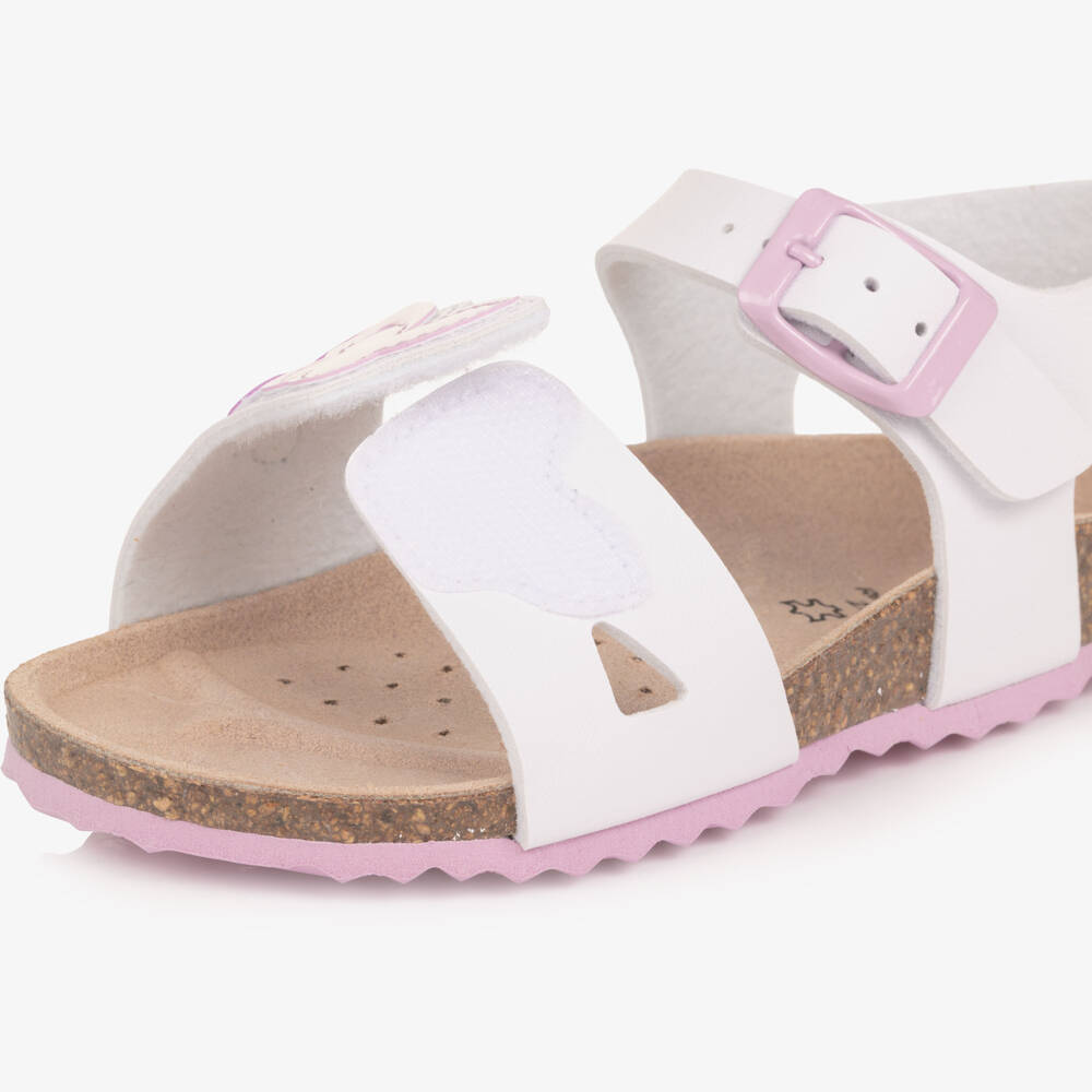 Geox-Girls White & Pink Butterfly Sandals | Childrensalon