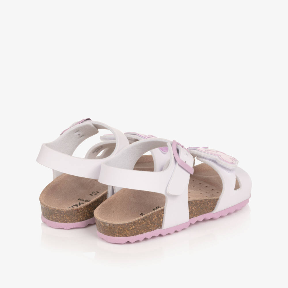 Geox-Girls White & Pink Butterfly Sandals | Childrensalon