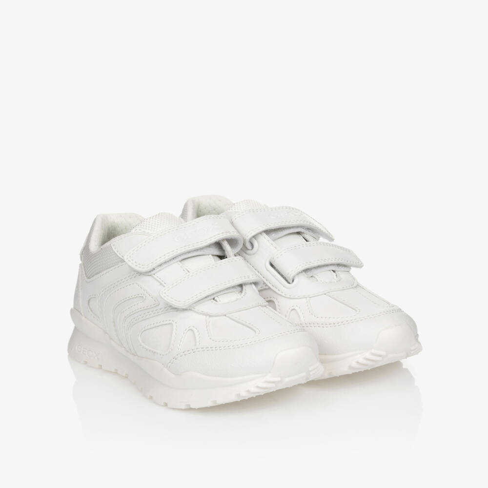 Geox-White Faux Leather Trainers | Childrensalon
