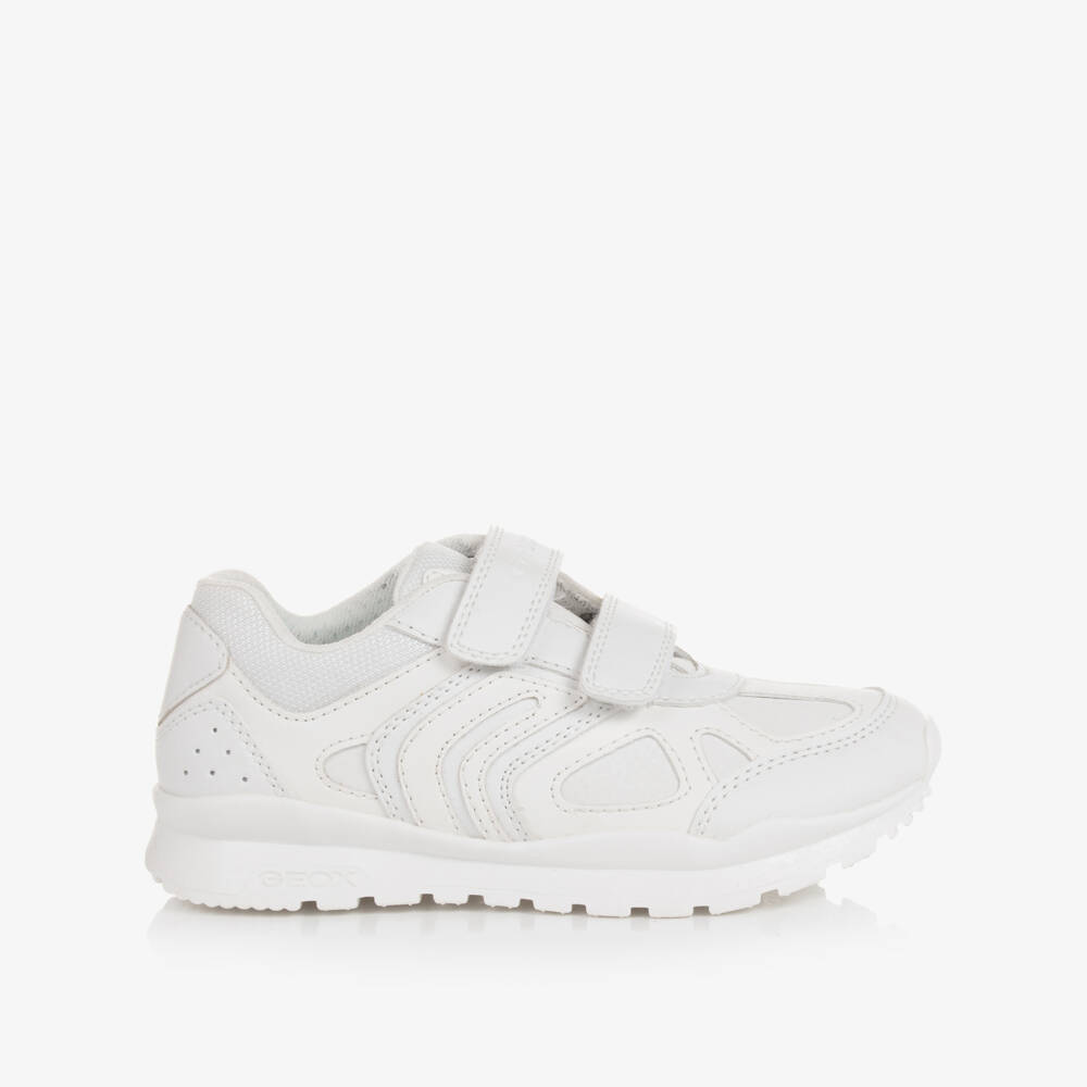 Geox-White Faux Leather Trainers | Childrensalon