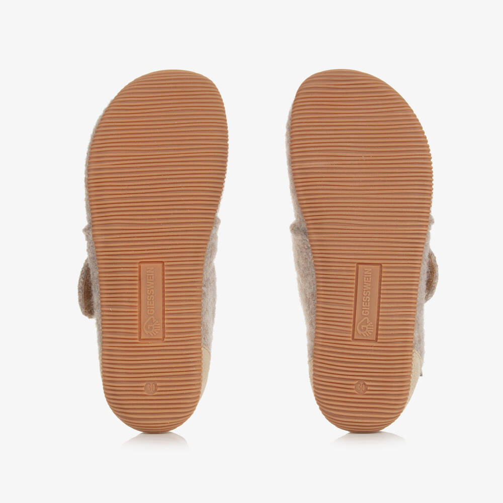 Giesswein-Beige Felted Wool Slippers | Childrensalon