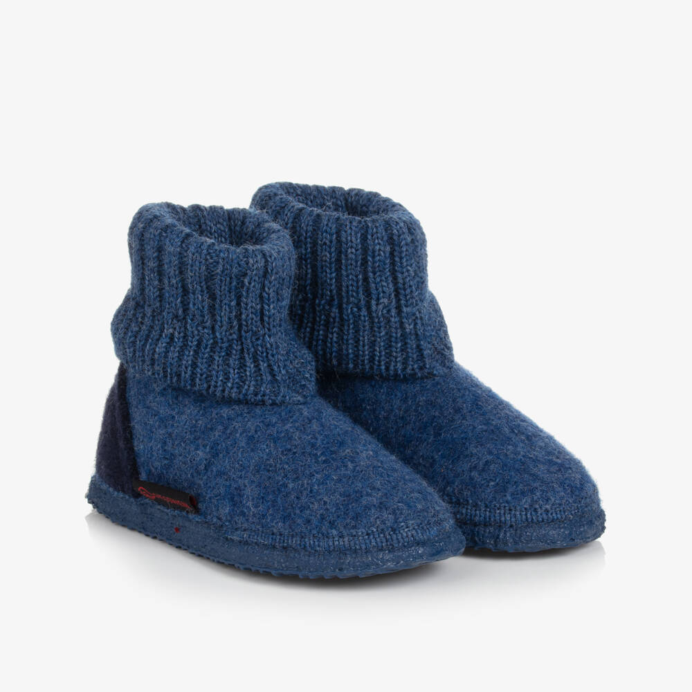 Giesswein-Blue Felted Wool Slippers | Childrensalon