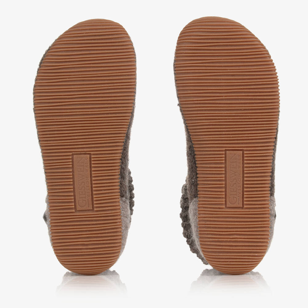 Giesswein-Brown Felted Wool Slippers | Childrensalon