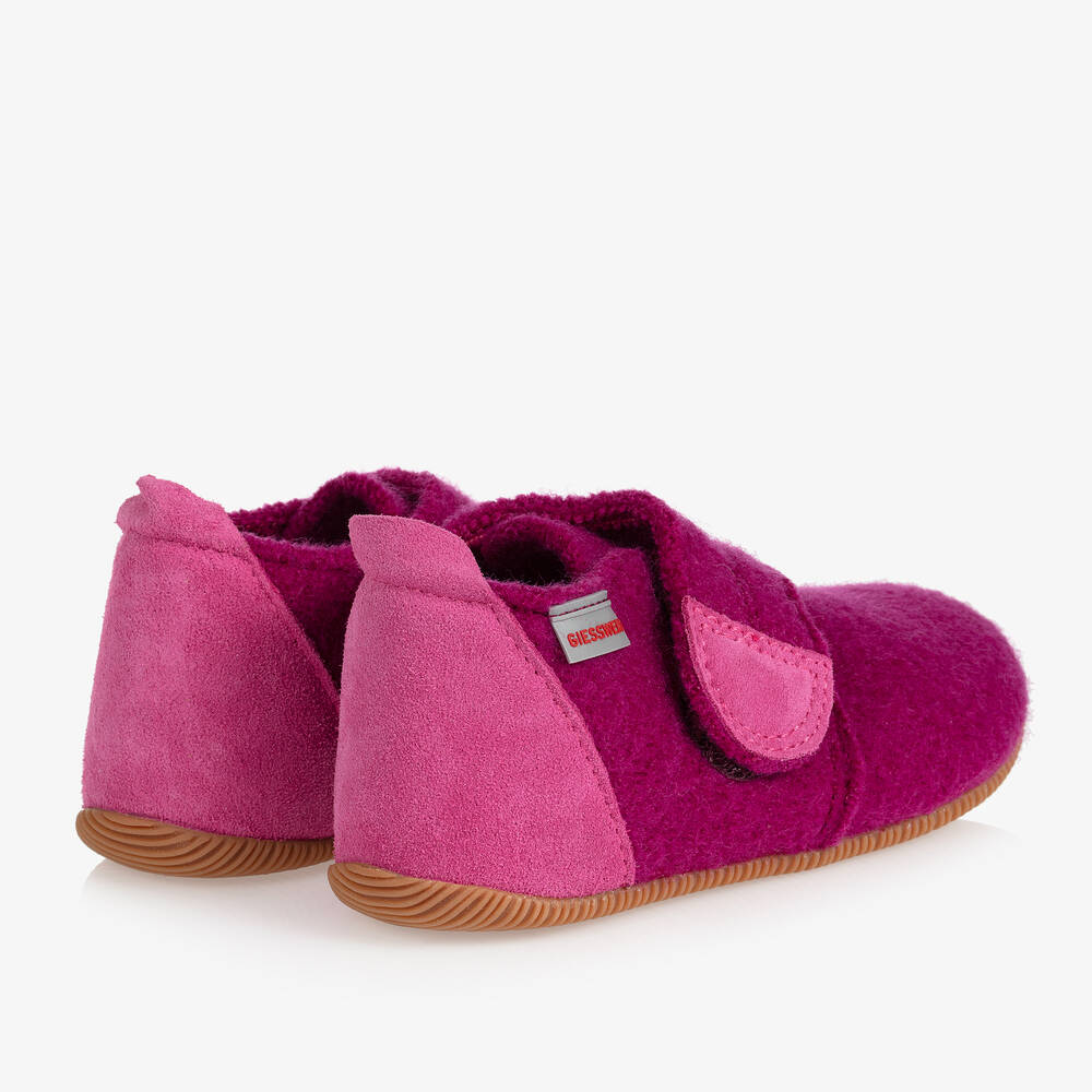 Giesswein-Girls Pink Felted Wool Slippers | Childrensalon