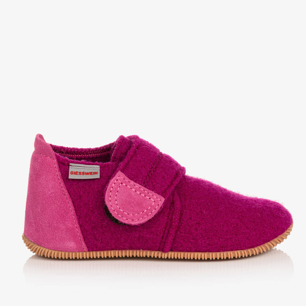 Giesswein-Girls Pink Felted Wool Slippers | Childrensalon