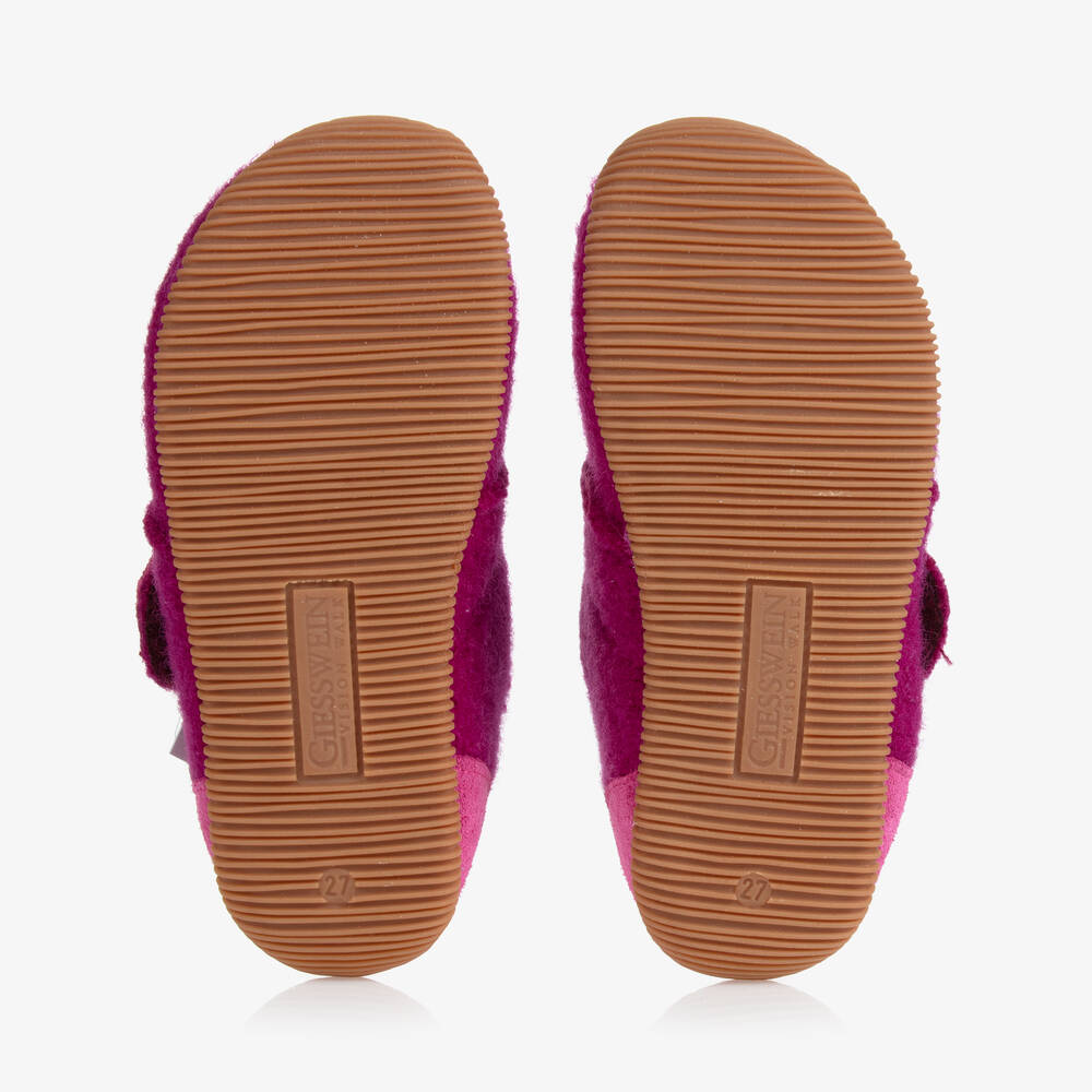 Giesswein-Girls Pink Felted Wool Slippers | Childrensalon