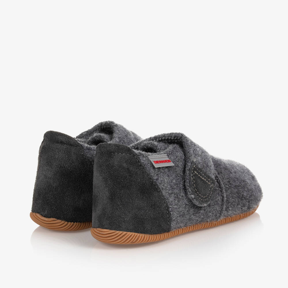 Giesswein-Grey Felted Wool Slippers | Childrensalon