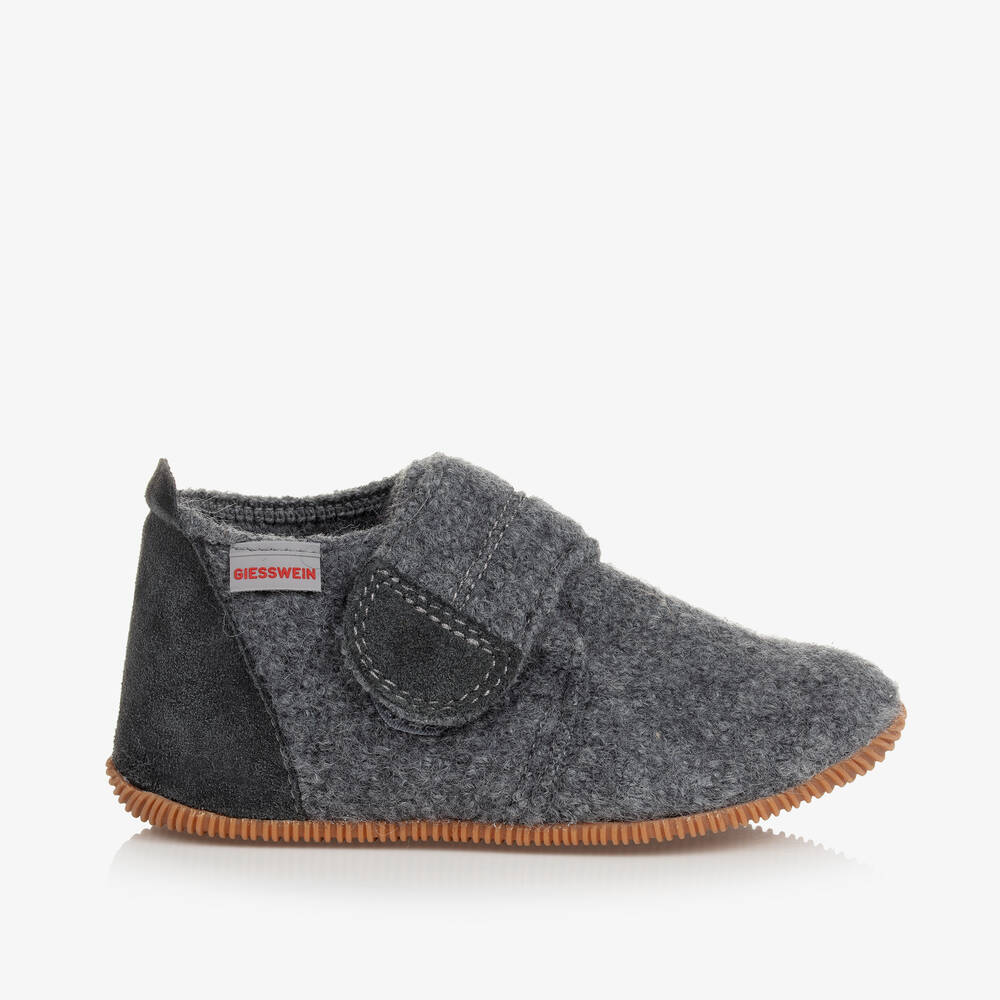 Giesswein-Grey Felted Wool Slippers | Childrensalon