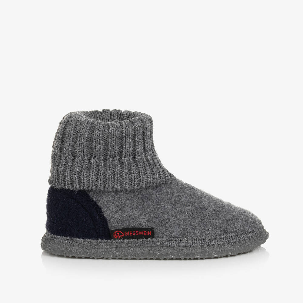 Giesswein-Grey Wool Boot Slippers | Childrensalon