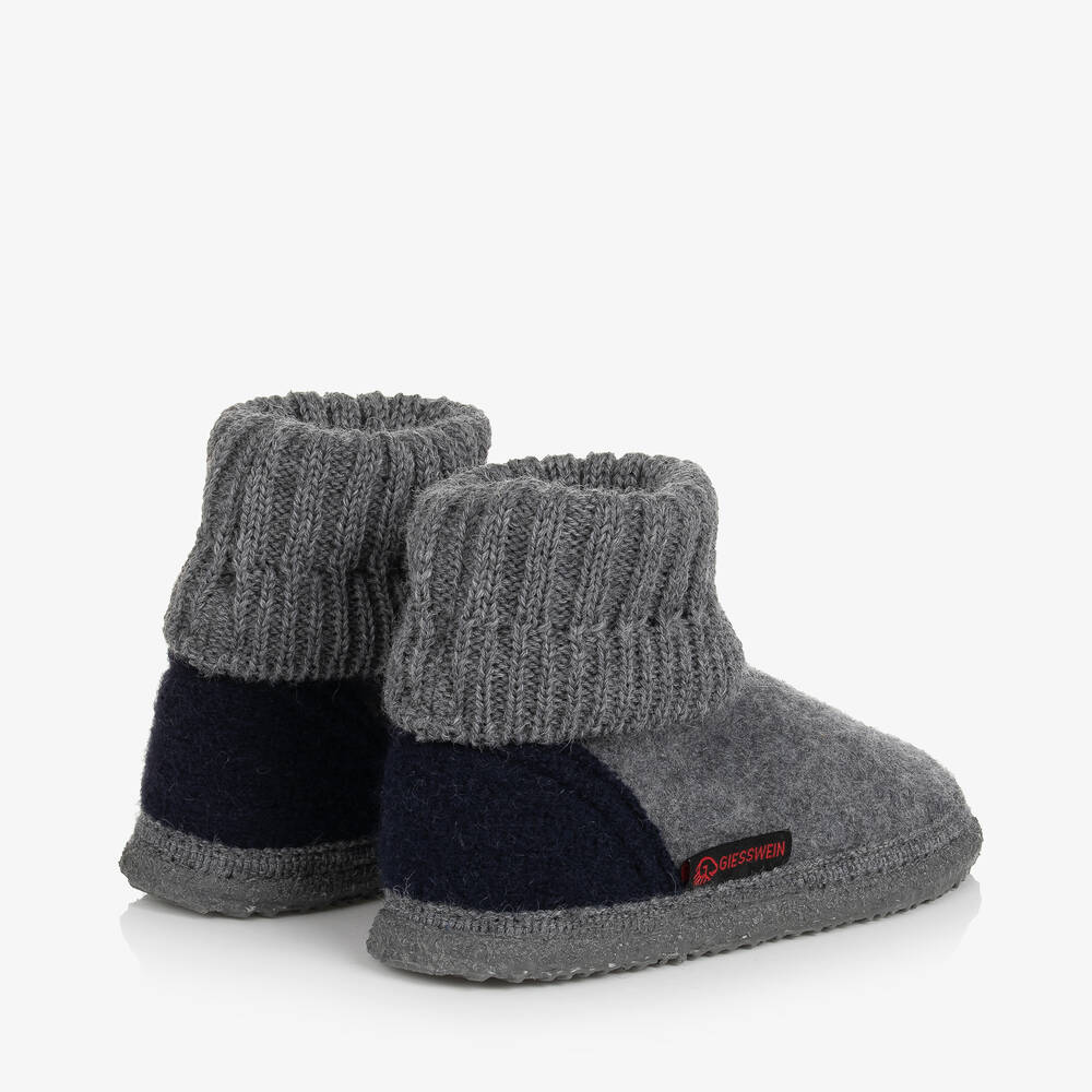 Giesswein-Grey Wool Boot Slippers | Childrensalon