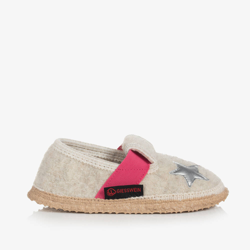 Giesswein-Ivory Wool Unicorn Slippers | Childrensalon