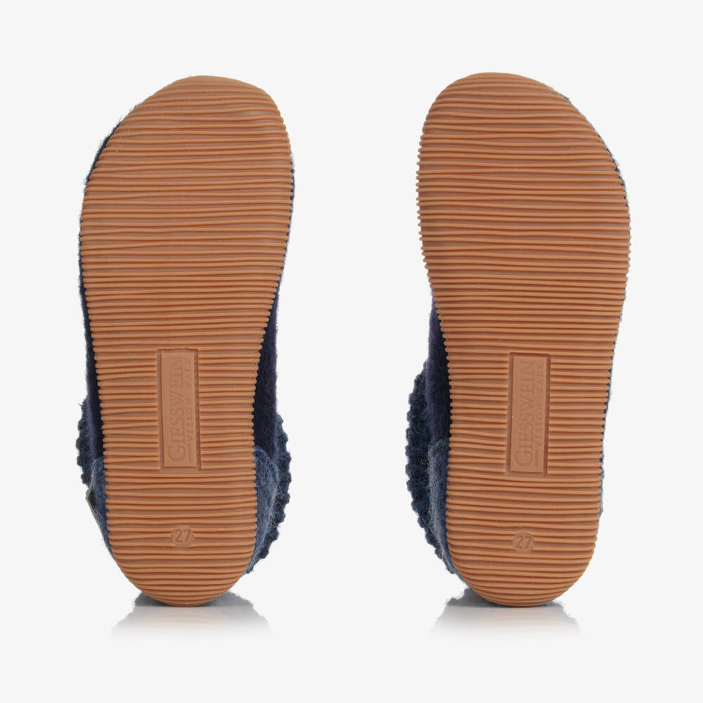 Giesswein-Navy Blue Felted Wool Slippers | Childrensalon