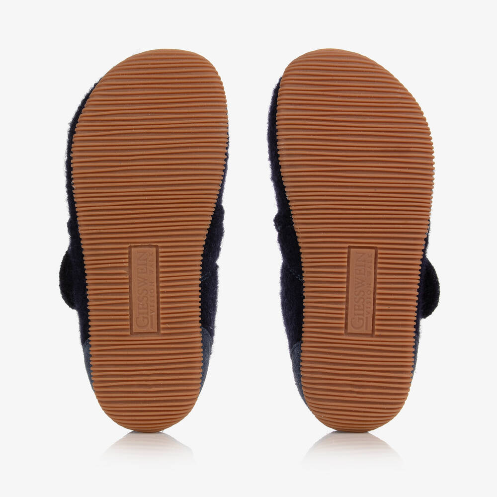 Giesswein-Navy Blue Felted Wool Slippers | Childrensalon