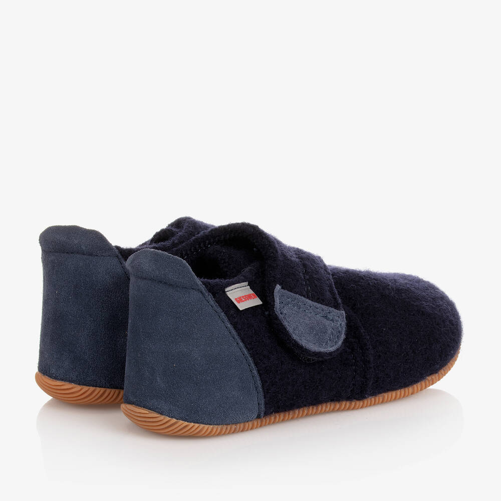 Giesswein-Navy Blue Felted Wool Slippers | Childrensalon