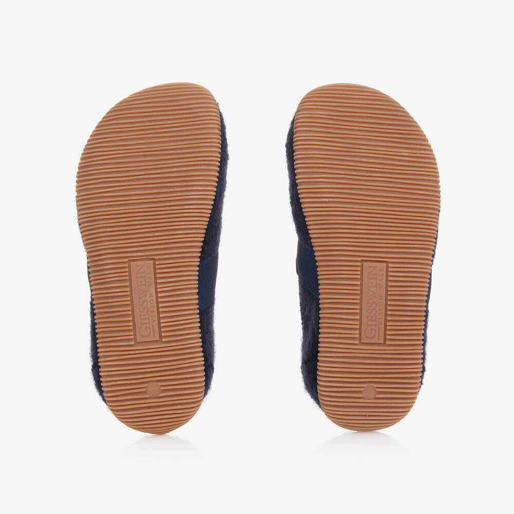 Giesswein-Navy Blue Wool Slippers | Childrensalon