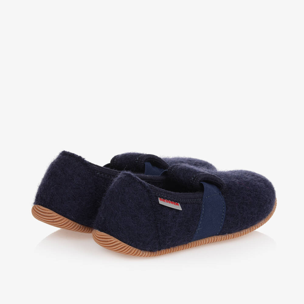 Giesswein-Navy Blue Wool Slippers | Childrensalon