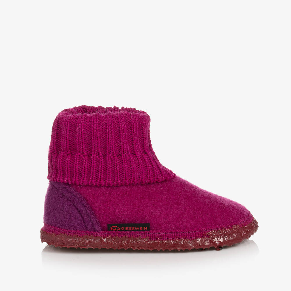 Giesswein-Pink Wool Boot Slippers | Childrensalon