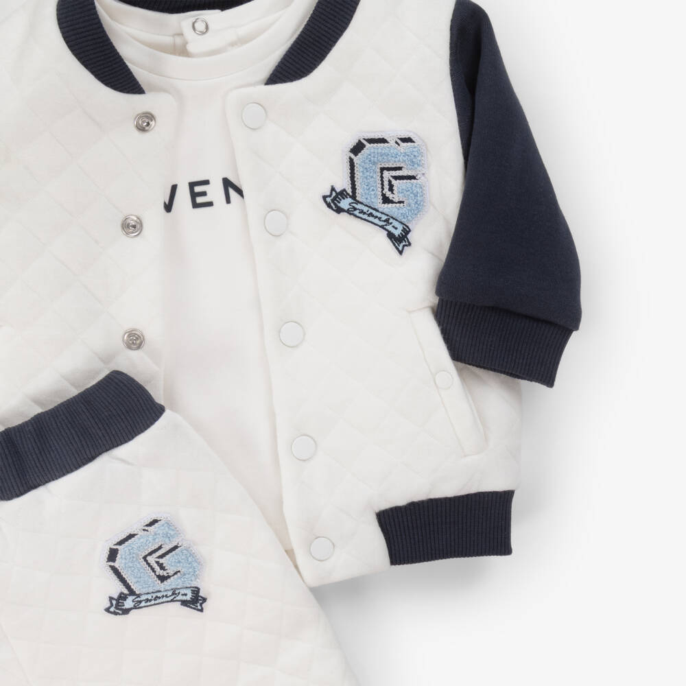 Givenchy-Baby Boys Ivory Quilted Jersey Trouser Set | Childrensalon