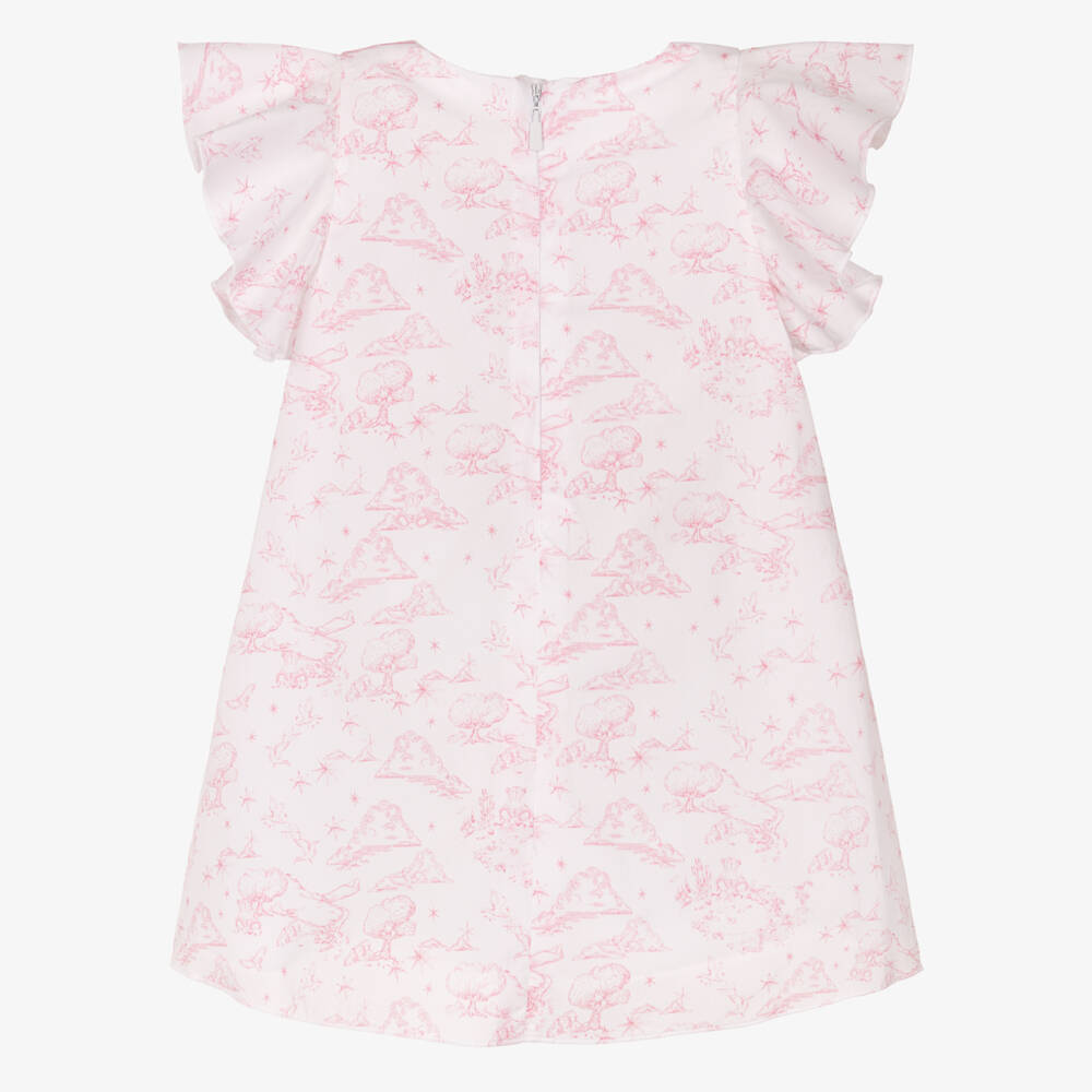Givenchy-Baby Girls White & Pink Toile De Jouy Cotton Dress | Childrensalon