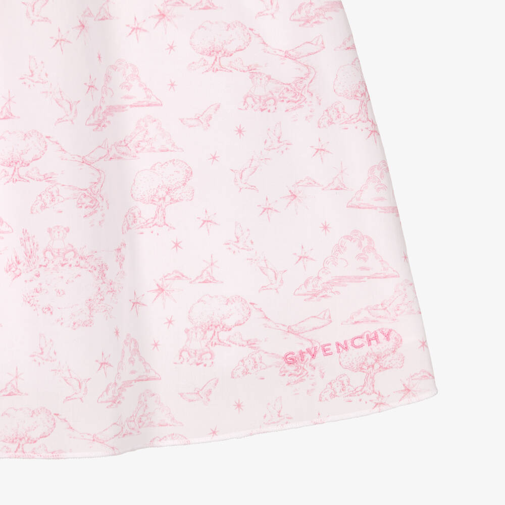 Givenchy-Baby Girls White & Pink Toile De Jouy Cotton Dress | Childrensalon