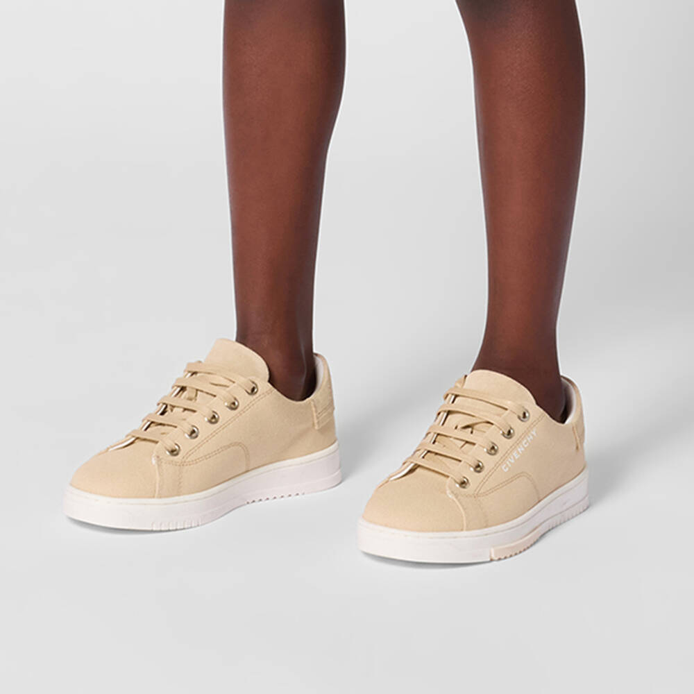 Givenchy-Beige Canvas & Suede Leather Trainers | Childrensalon