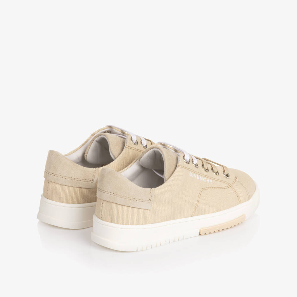 Givenchy-Beige Canvas & Suede Leather Trainers | Childrensalon
