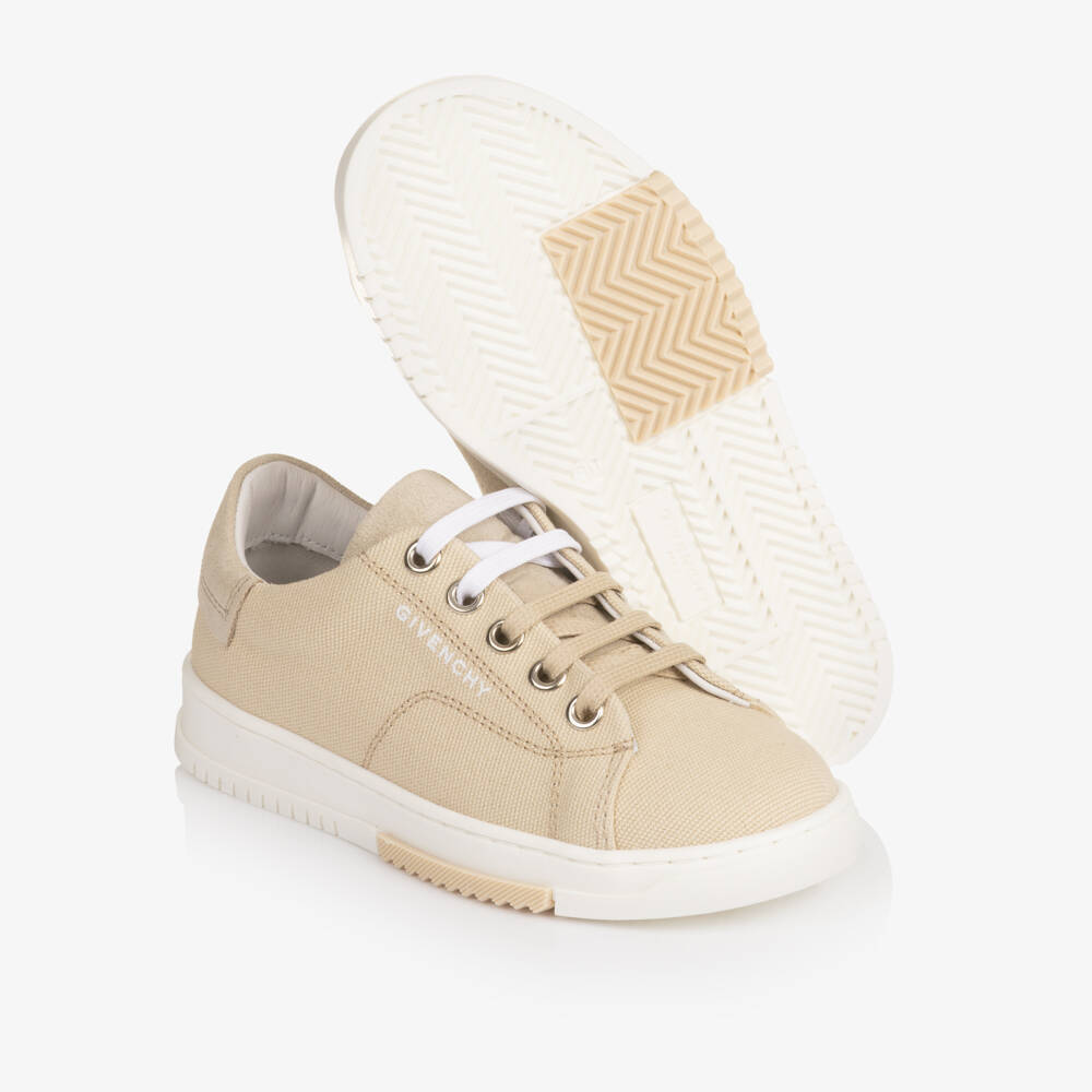 Givenchy-حذاء رياضي كانفاس وجلد شمواه لون بيج | Childrensalon