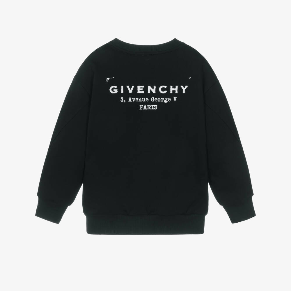 Givenchy-Black Jersey Stamp Logo Print Sweatshirt | Childrensalon