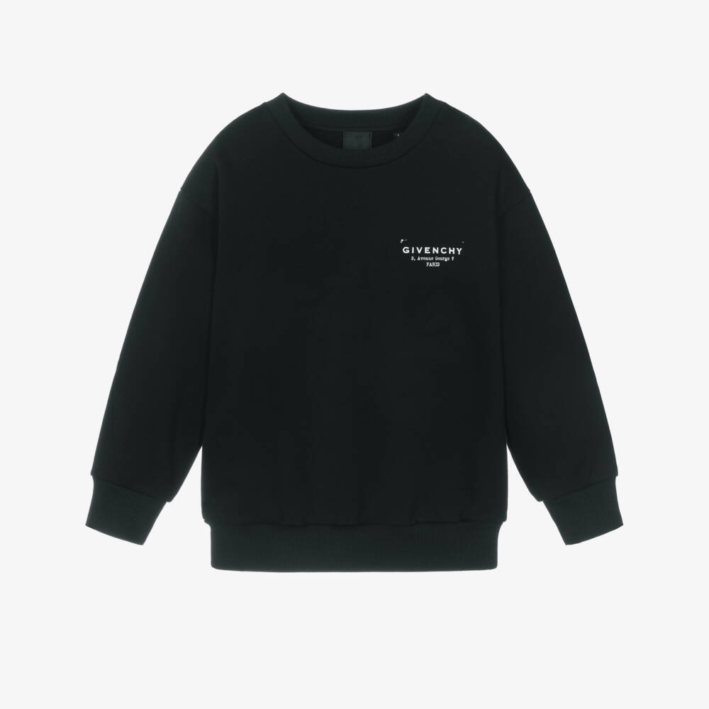Givenchy-Black Jersey Stamp Logo Print Sweatshirt | Childrensalon