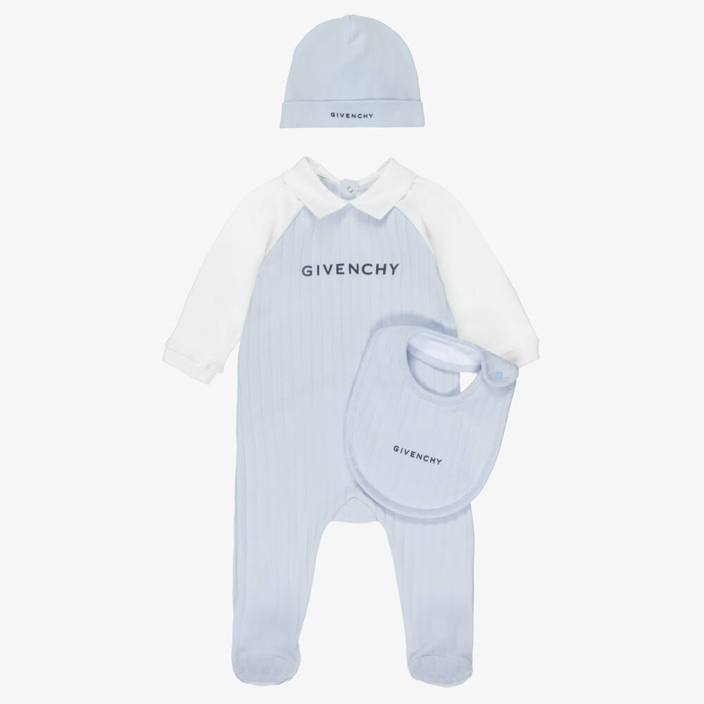 Givenchy-Blue Logo Print Cotton Babygrow Gift Set | Childrensalon
