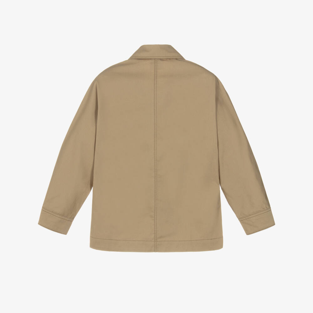 Givenchy-Рубашка оверсайз бежевая из хлопка с вышитым логотипом для мальчиков | Childrensalon