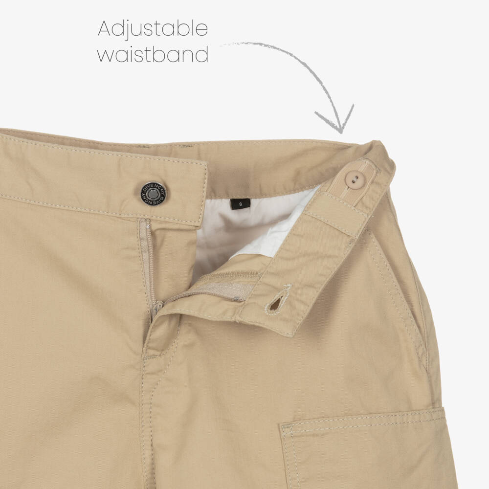 Givenchy-Boys Beige Cotton Utility Style Shorts | Childrensalon