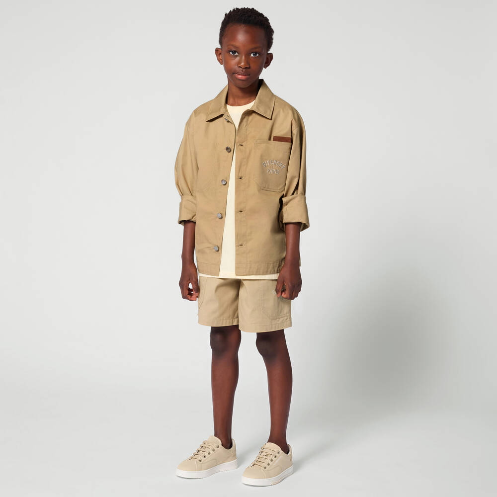 Givenchy-شورت ستايل يوتيليتي قطن لون بيج للأولاد | Childrensalon