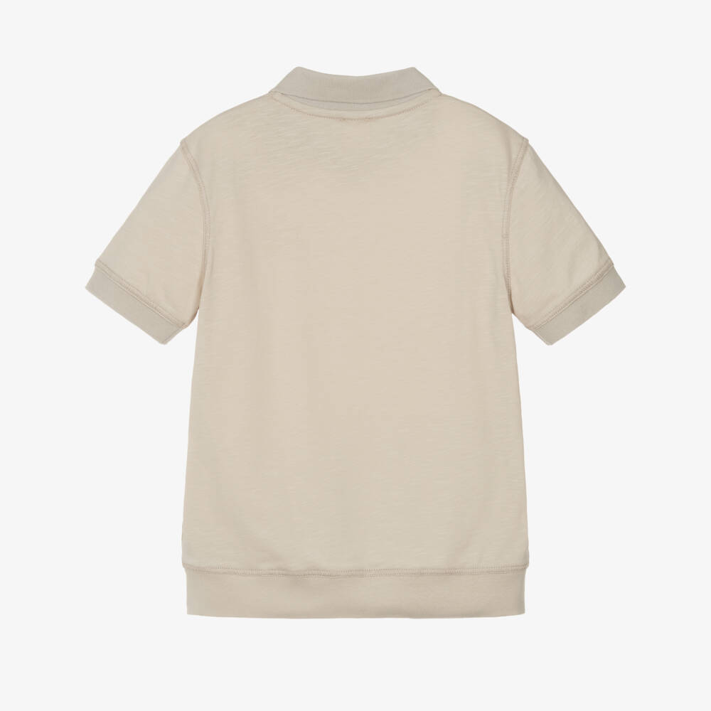 Givenchy-Boys Beige Marl Cotton T-Shirt with Collar | Childrensalon