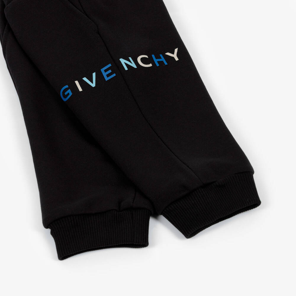 Givenchy-Boys Black Cotton Jersey Drawstring Joggers | Childrensalon