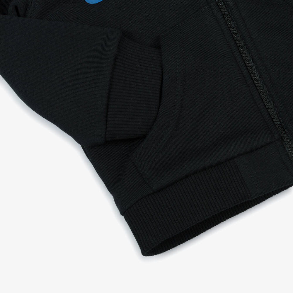 Givenchy-Boys Black Cotton Jersey Zip-Up Hooded Top | Childrensalon