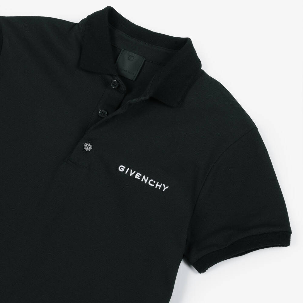Givenchy-Boys Black Cotton Piqué Short-Sleeved Polo Shirt | Childrensalon