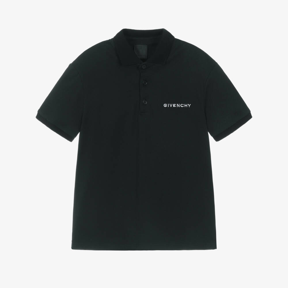 Givenchy-Boys Black Cotton Piqué Short-Sleeved Polo Shirt | Childrensalon