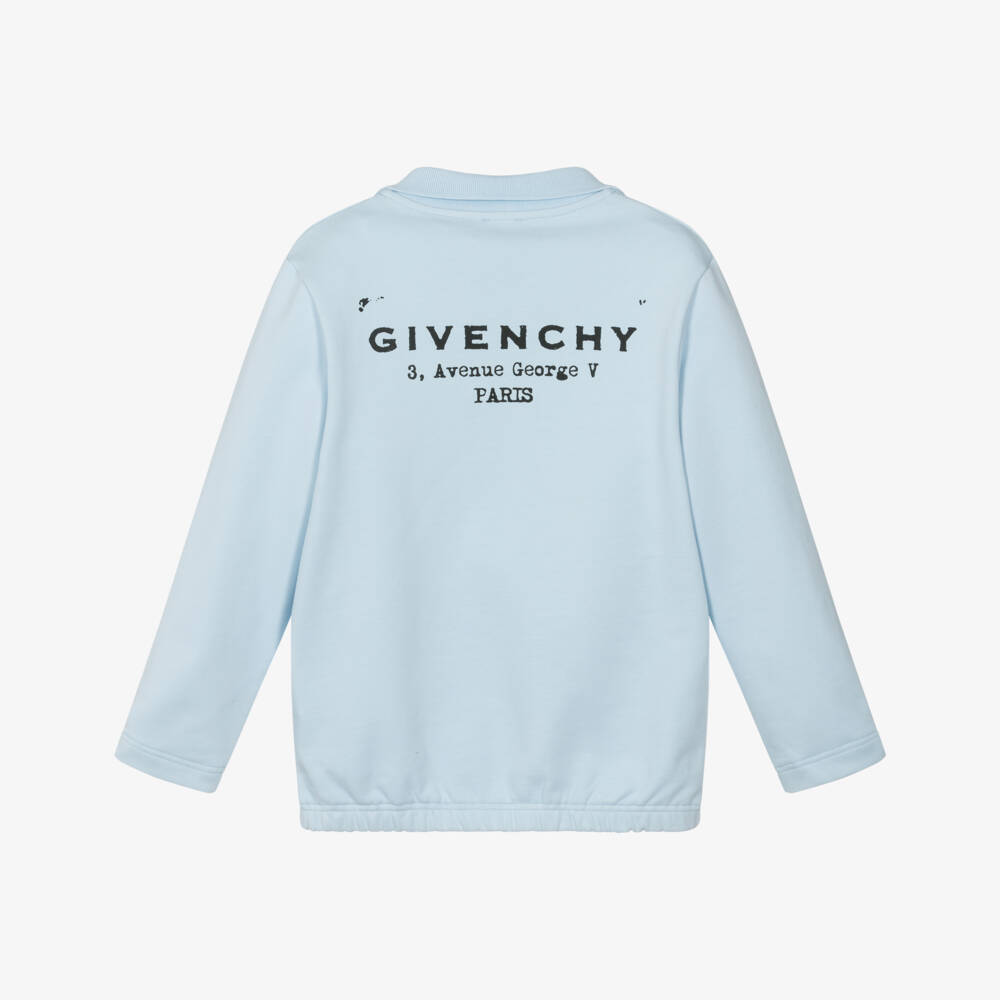 Givenchy-Boys Blue Cotton Polo Collar Sweatshirt | Childrensalon