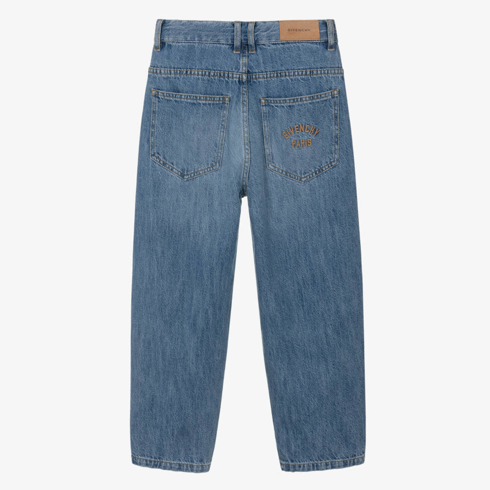 Givenchy-جينز دنيم بقصة برميلية لون أزرق للأولاد | Childrensalon
