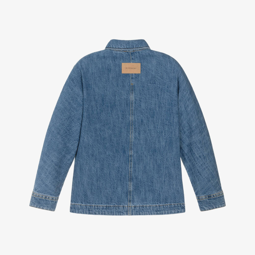 Givenchy-Boys Blue Denim Jacket with Embroidered Logo Pocket | Childrensalon