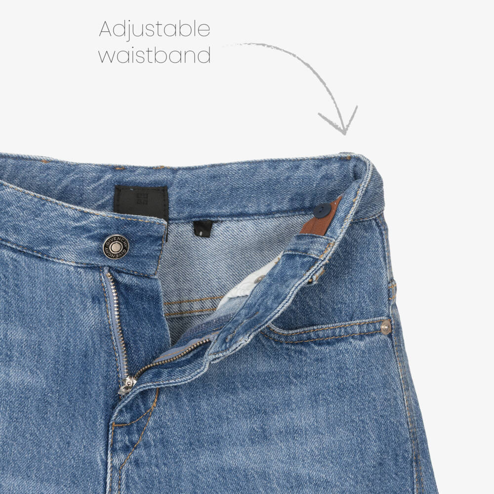 Givenchy-Boys Blue Denim Shorts with Embroidered Logo | Childrensalon